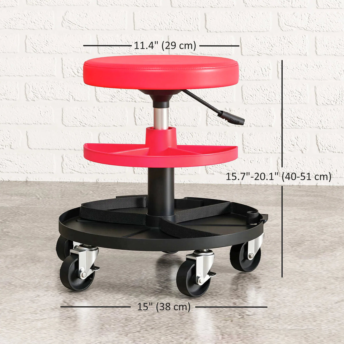 Rolling Garage Stool 300 LBS Capacity Mechanic Stool with 2.5" Wheels Tool - Image 4