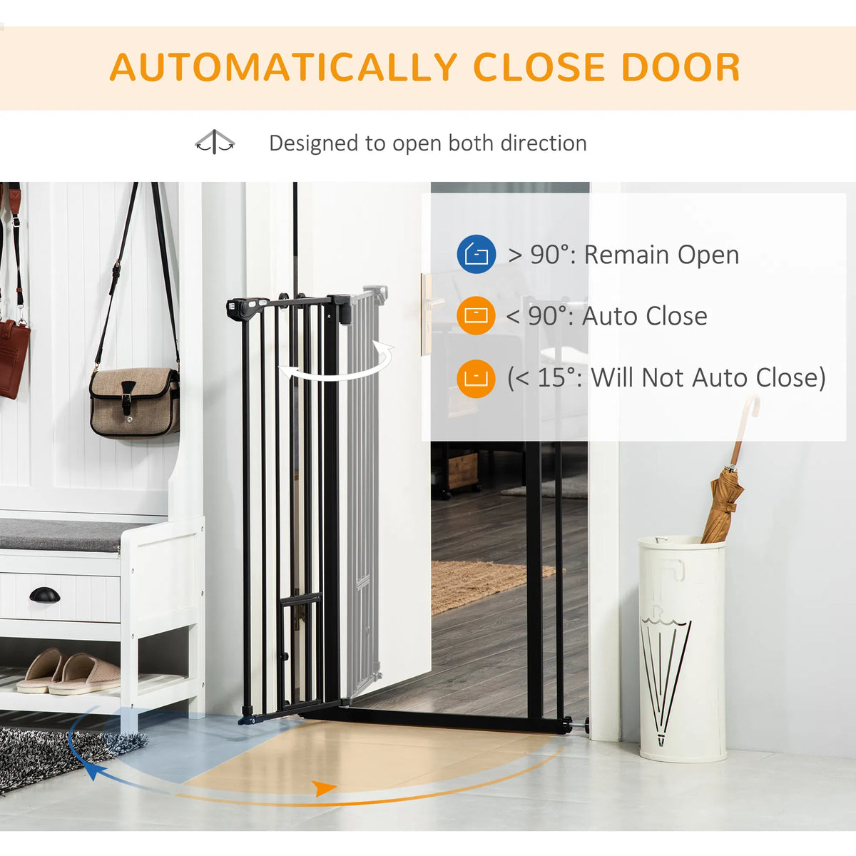 41" Easy Open Indoor Dog Gates for Doorways House Stair Black