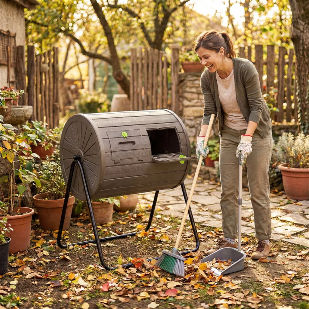 Dual Chamber Compost Tumbler 37.5Gal 360° Rotating Compost Bin with Stirring - Image 4