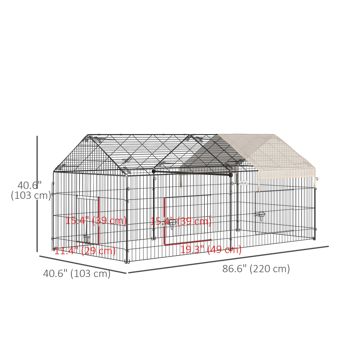 87x41x41 IN Catio Rabbit Guinea Pig Cage Chicken Coop Run Small Animal - Image 2