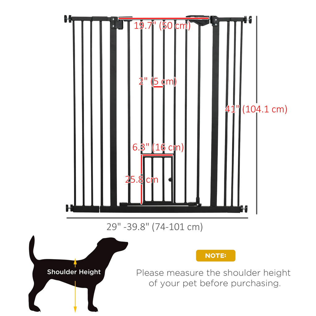 41" Easy Open Indoor Dog Gates for Doorways House Stair Black - Image 3
