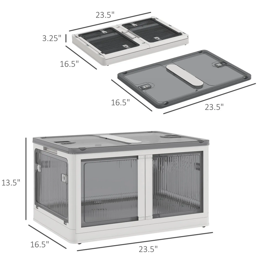 Stackable Storage Bins With Lids Wheels And Collapsible White - Image 3