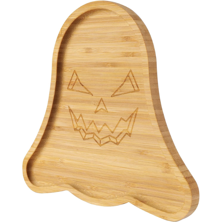 Ghost Shaped Bamboo Serving Tray 10 X 9 Inch Wooden Charcuterie Board Snack - Image 2