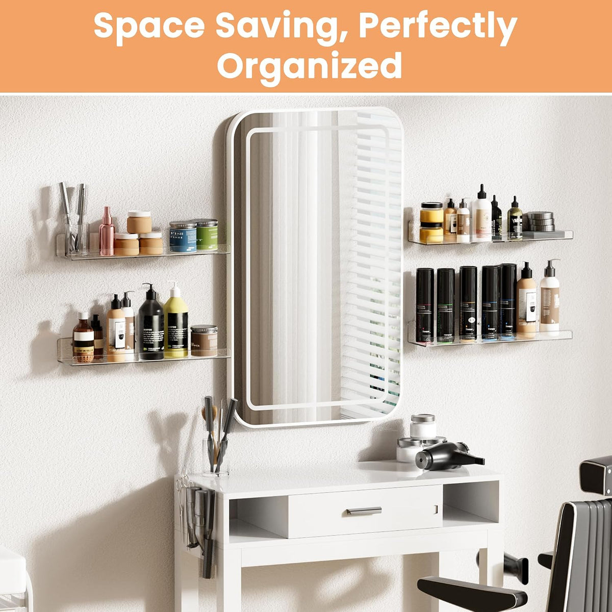 15 Inch Clear Acrylic Wall Shelves Floating Storage And Organizer - Image 2