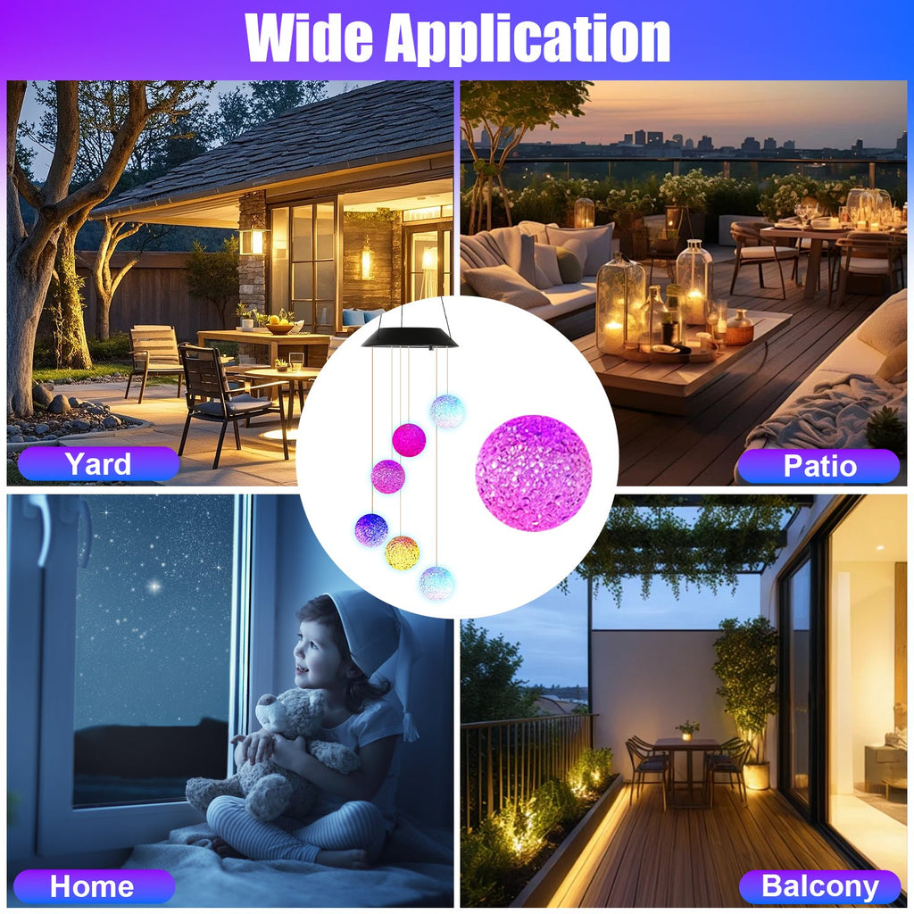 1Pc Solar Ball Wind Chime 7 Color Changing Wind Chime For Outside IPX4 - Image 5