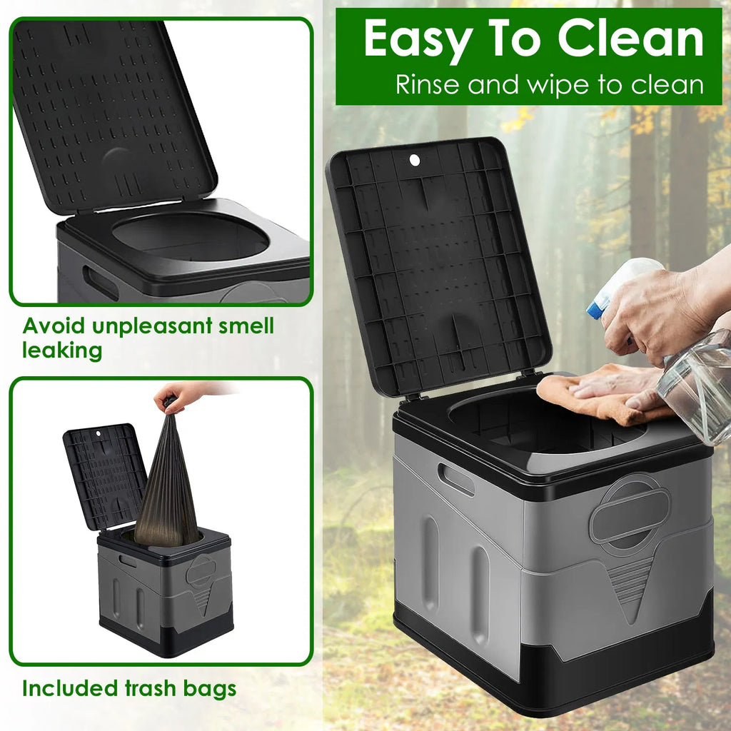 Multi Function Foldable Portable Toilet 5.3Gal Capacity 330 LBS Loading PP