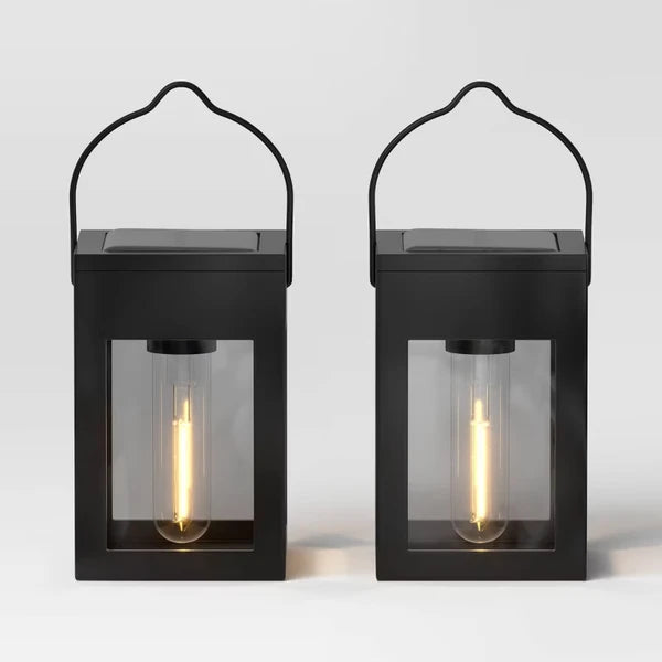 2pk Solar LED Outdoor Deck Lights Matte Black