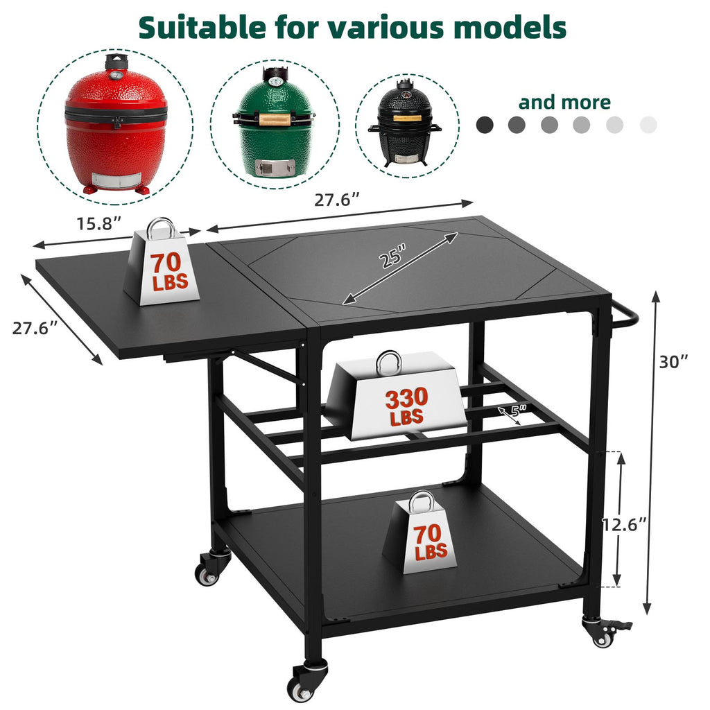 metal outdoor grill prep table and BBQ cart product view 4