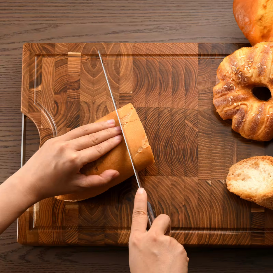10 Inch Luxury Mirror Polished Carbon Steel Kitchen Bread Knife With Wooden Handle - Image 2