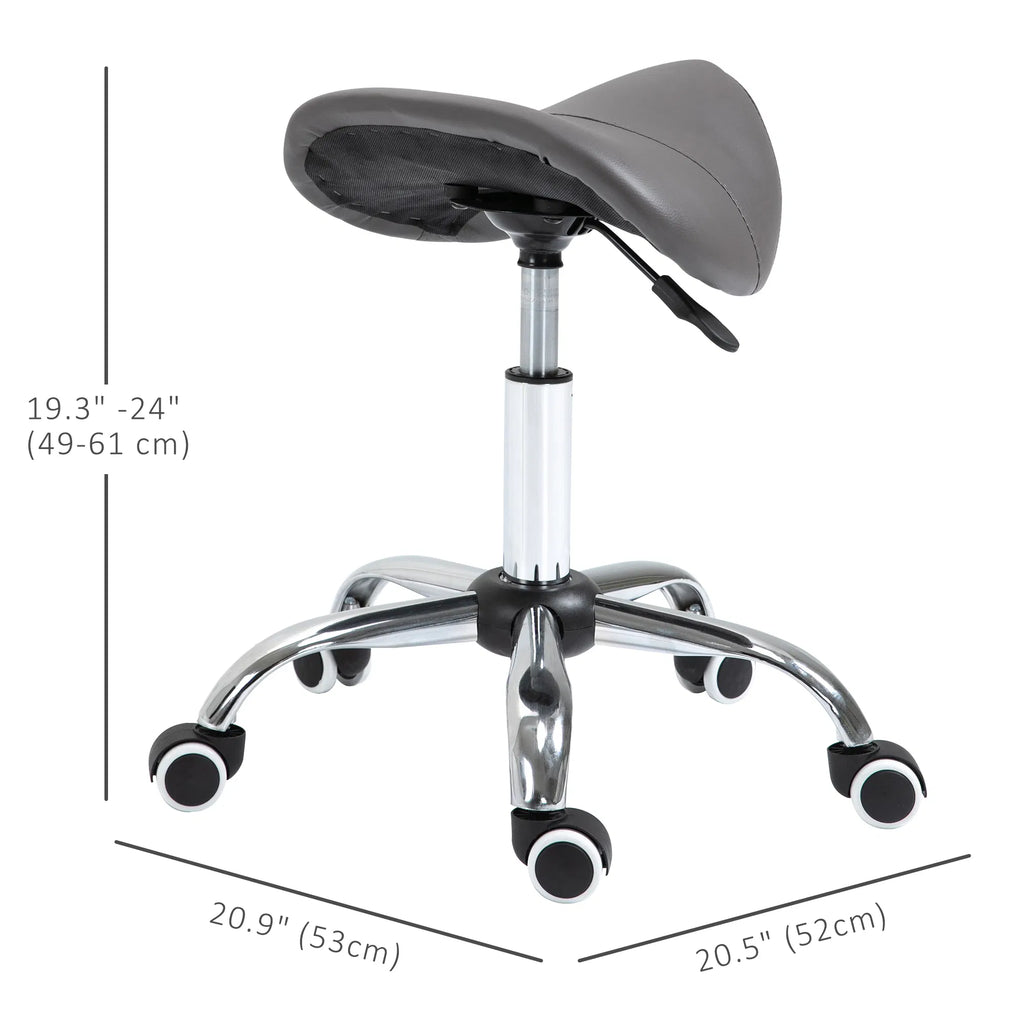 Saddle Stool Adjustable Hydraulic Rolling Beauty Salon Stool Ergonomic PU - Image 2