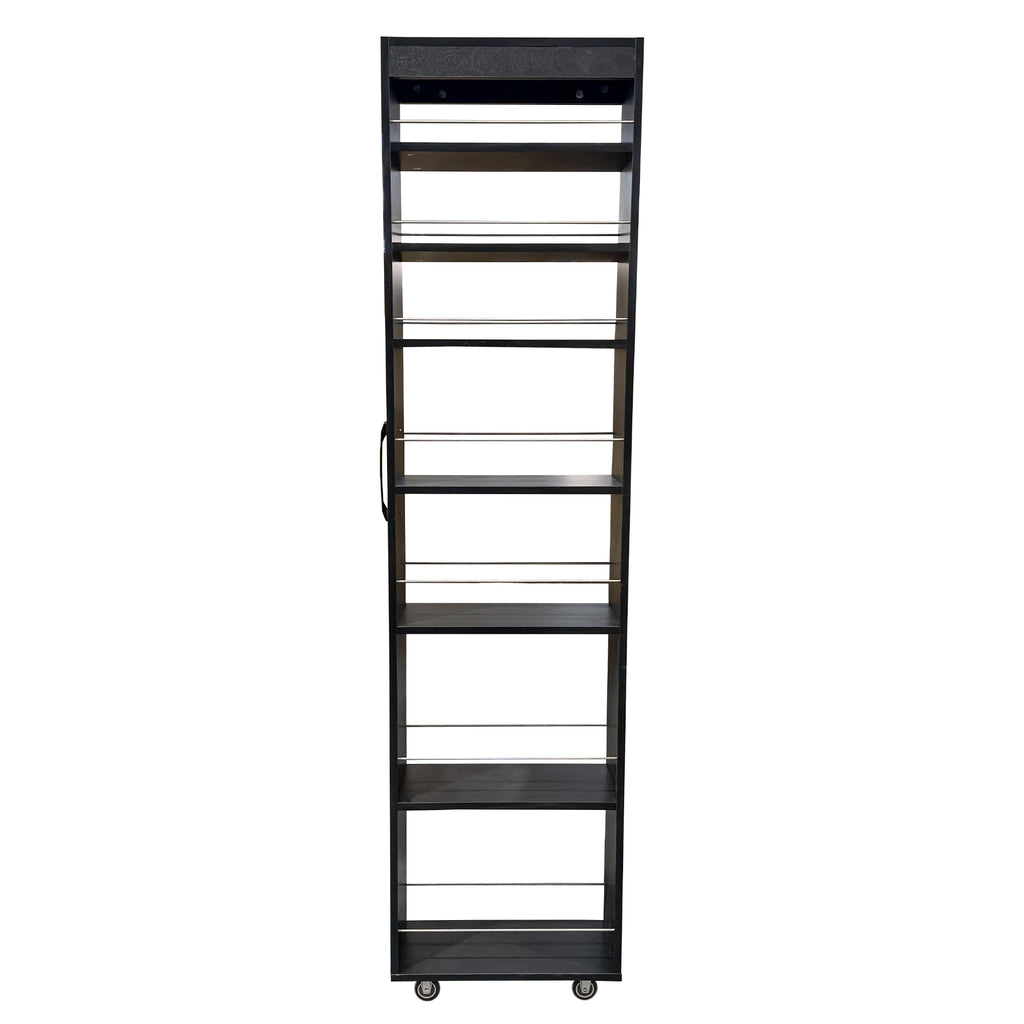 7-Tier Black Narrow Rolling Storage Shelf