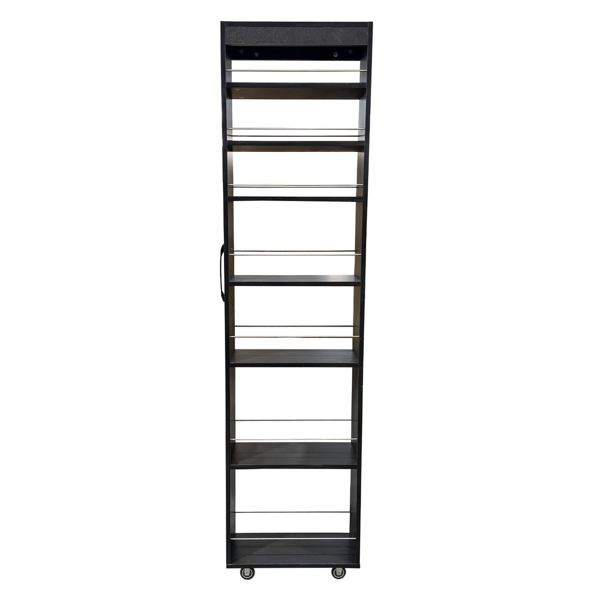 7-Tier Black Narrow Rolling Storage Shelf