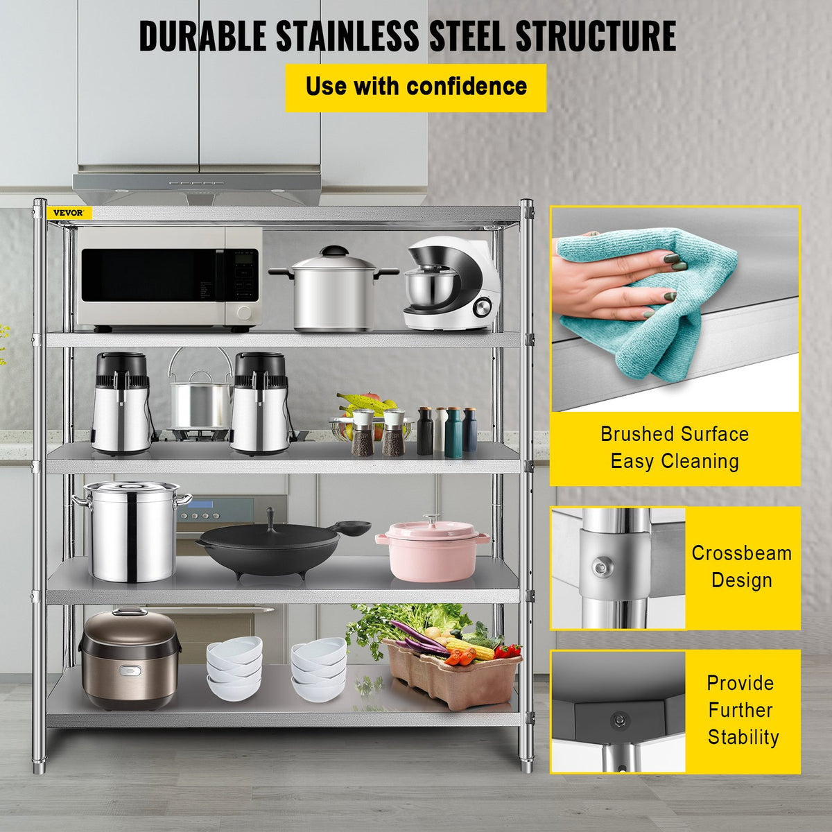 5 Tier Stainless Steel Garage Shelving Unit 71 in H x 71 in W x 18 in D - Image 4