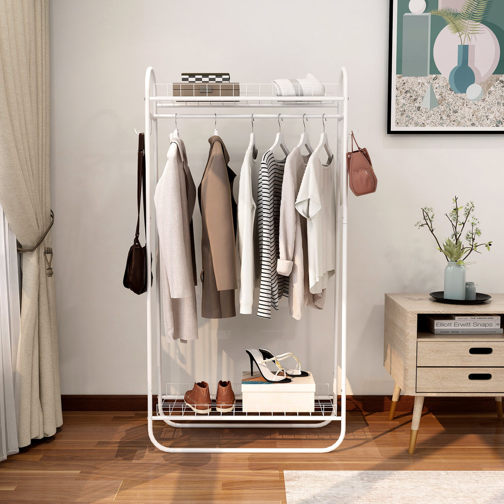 Garment Rack Freestanding Heavy Duty Clothing Rack Metal Rolling Clothes Rack