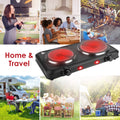 Infrared Dual Burner Hot Plate 1000W & 800W Glass Plates Quick/Even Heating