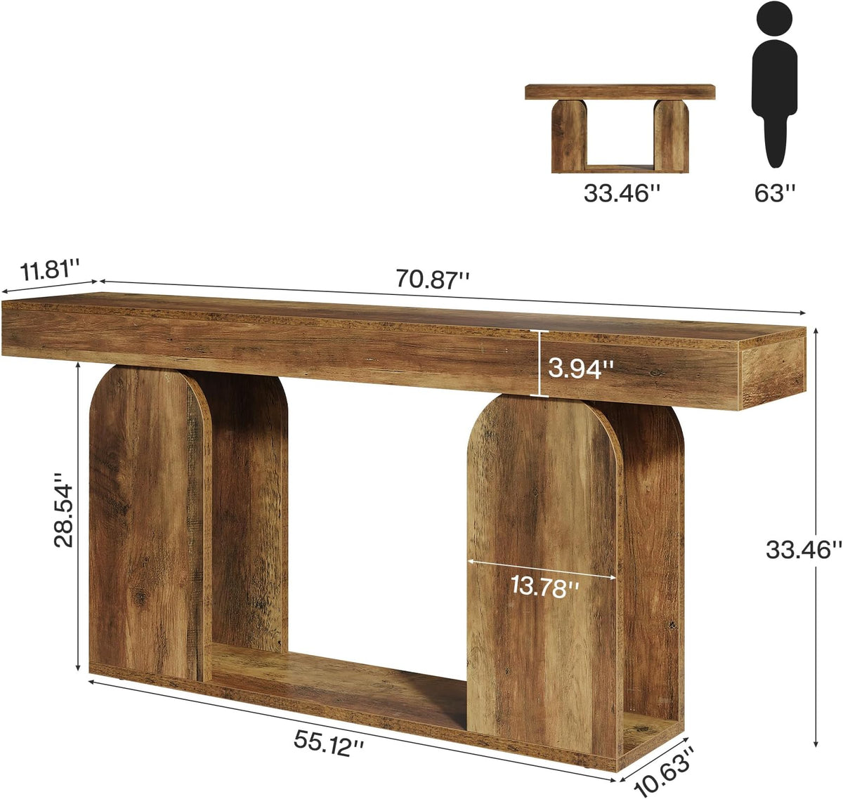 Rustic Brown Hallway Console Table
