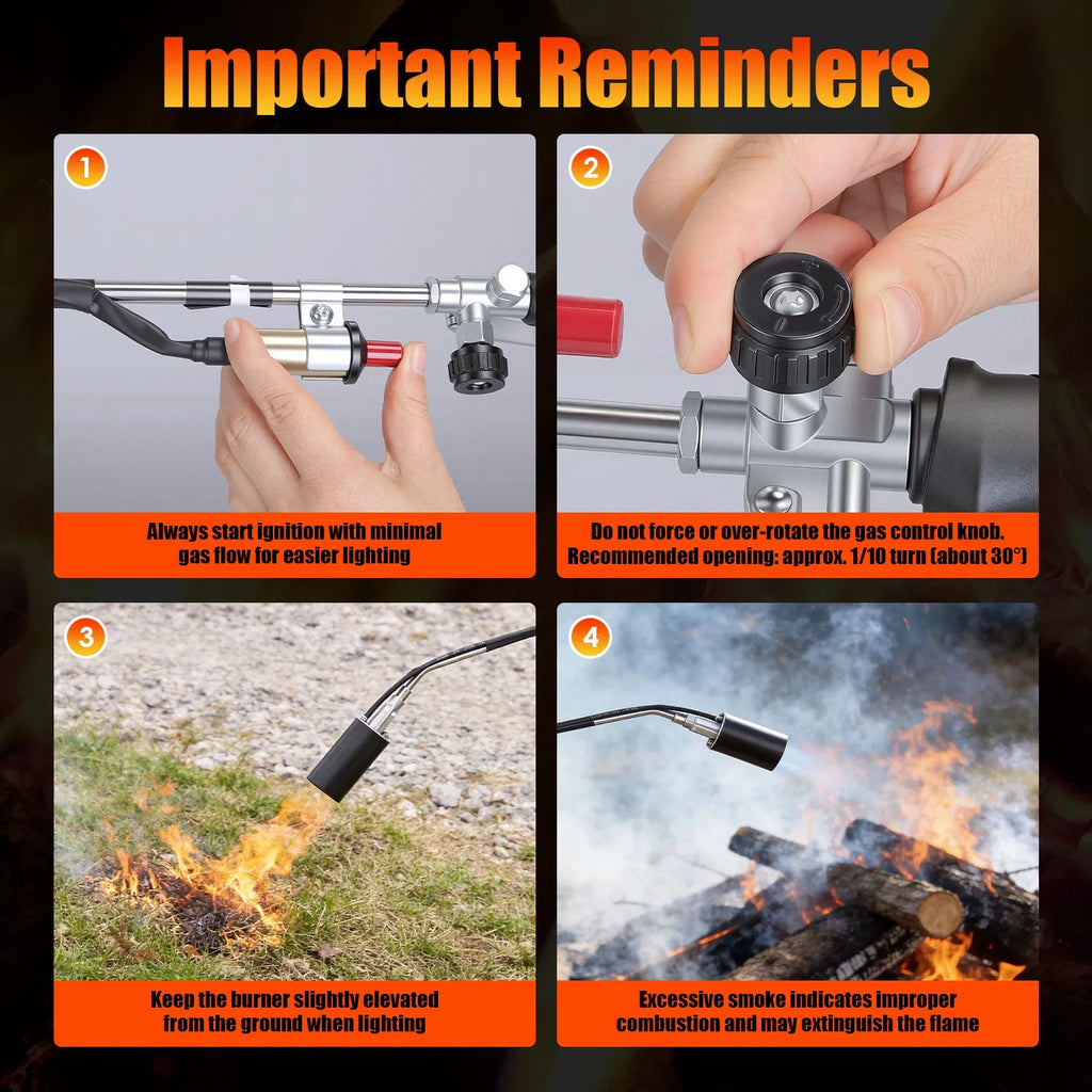 Heavy Duty Weed Torch with Piezo Ignition 180 000 BTU Propane Torch Compatible