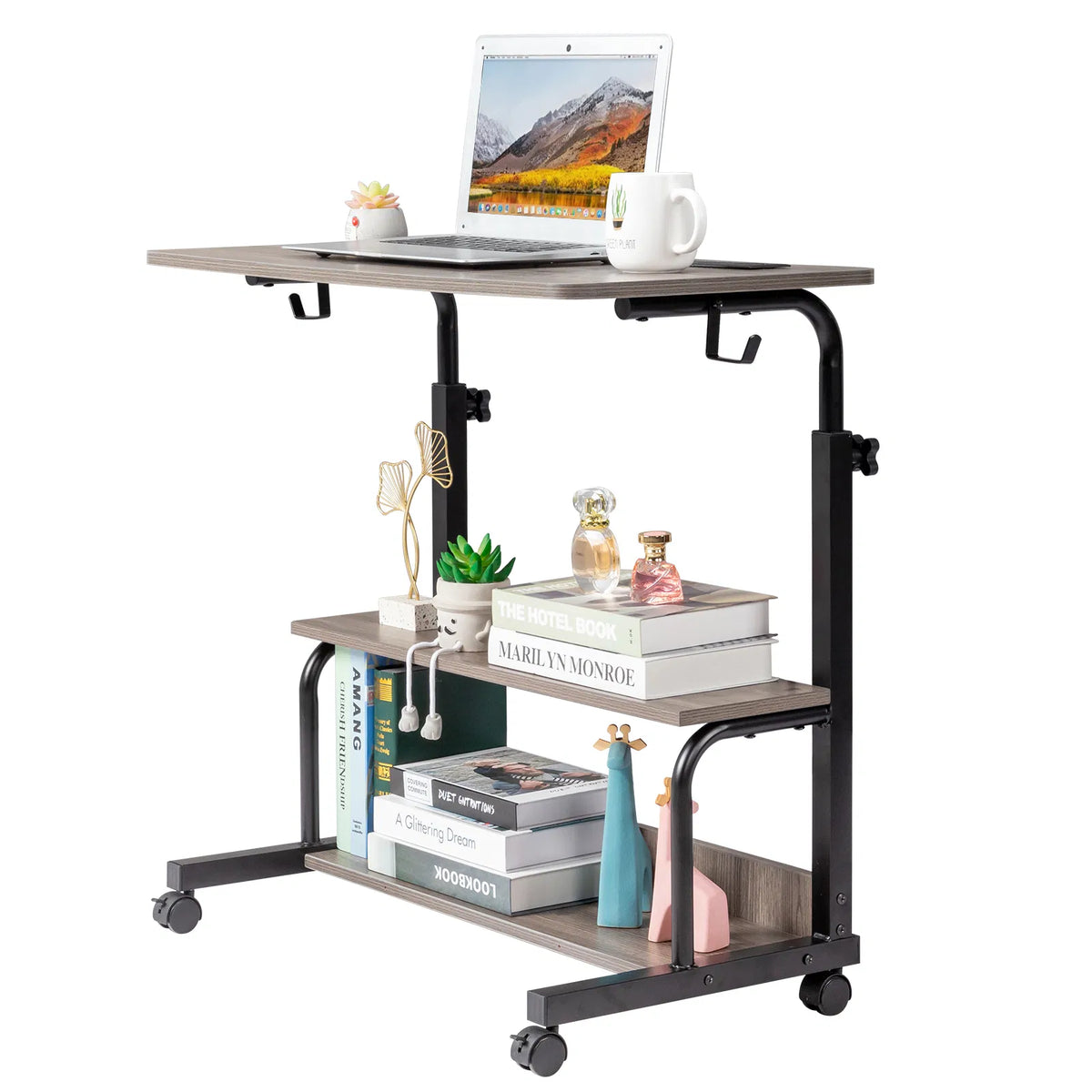 Grey Oak P2 15MM Particle Board with Melamine Coating Adjustable Computer Desk - Image 2