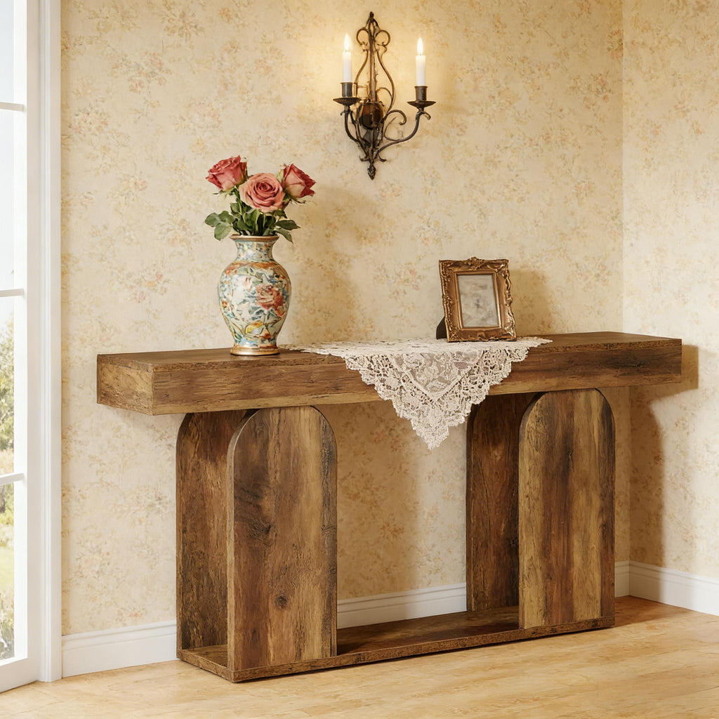 Rustic Brown Hallway Console Table