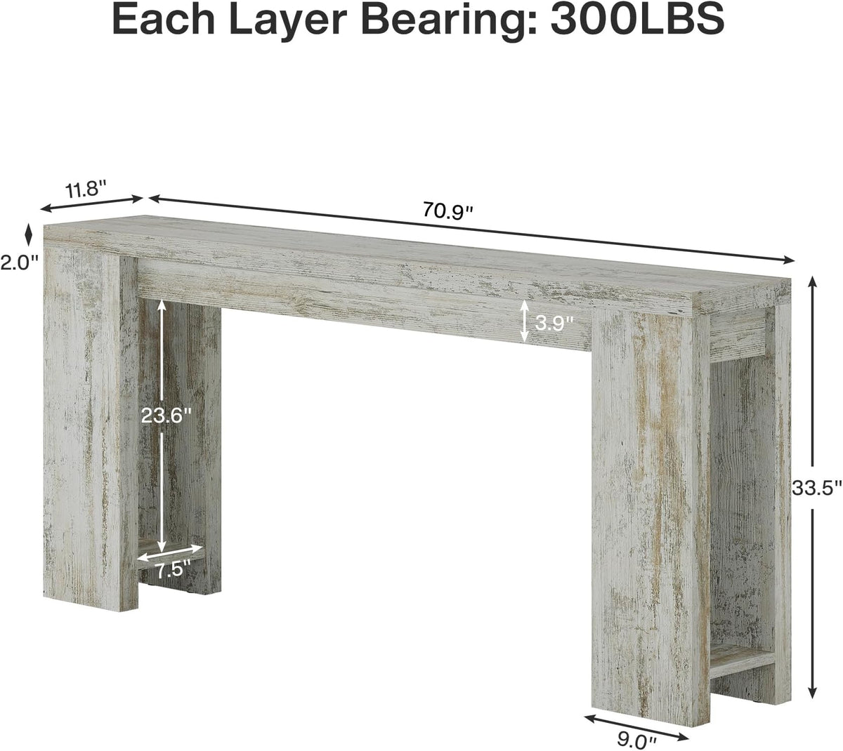 White Wooden Entryway Console Table