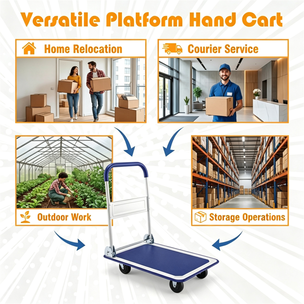 Folding Platform Hand Truck Heavy Duty Metal Push Cart With 330LBS Weight - Image 2