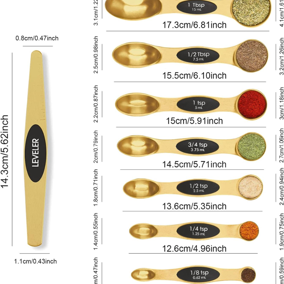 Magnetic Stainless Steel Measuring Spoons Set With Leveler Stackable - Image 4