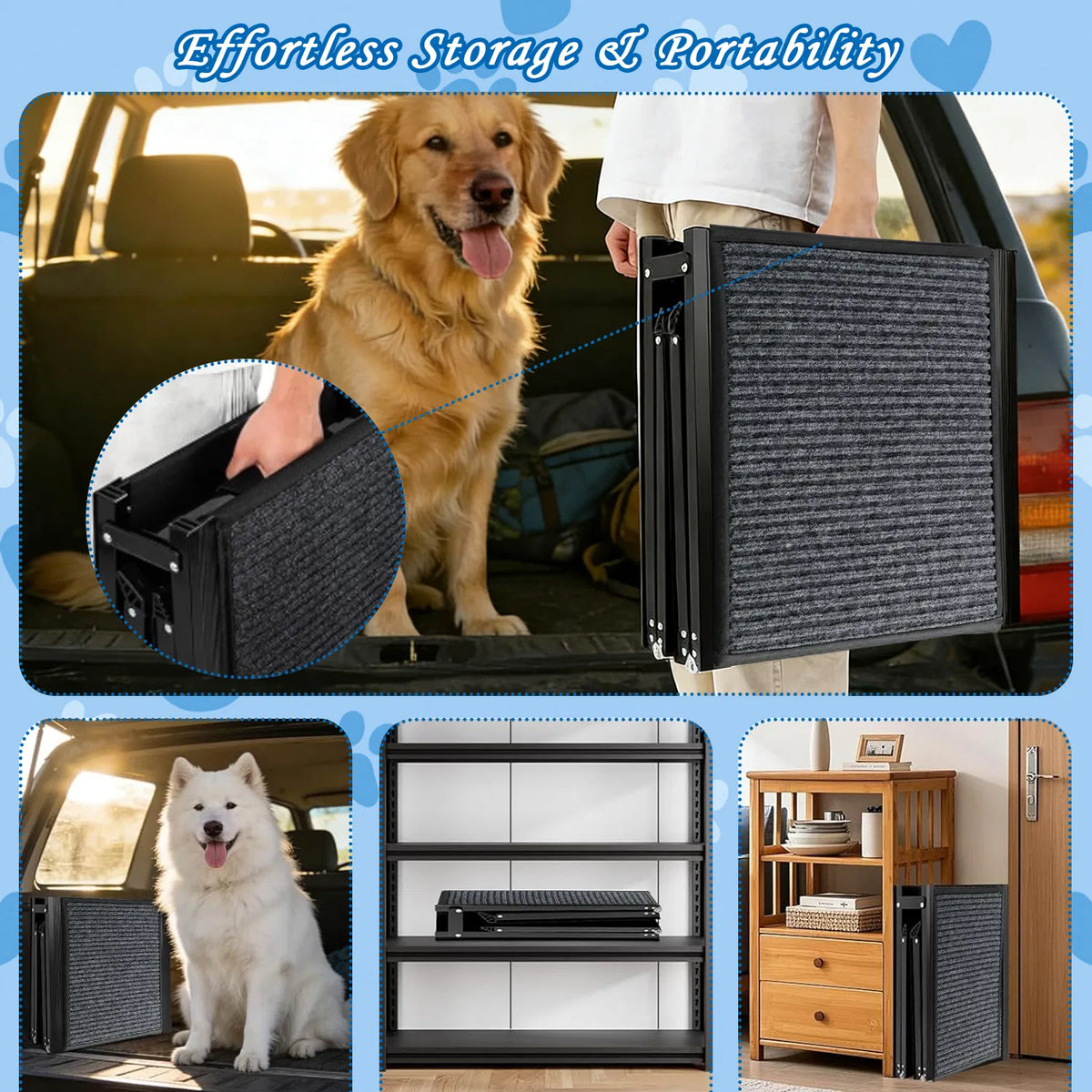 71" Long & 19" Wide Folding Dog Ramp for Car SUV & Truck Portable Pet Ramp - Image 5