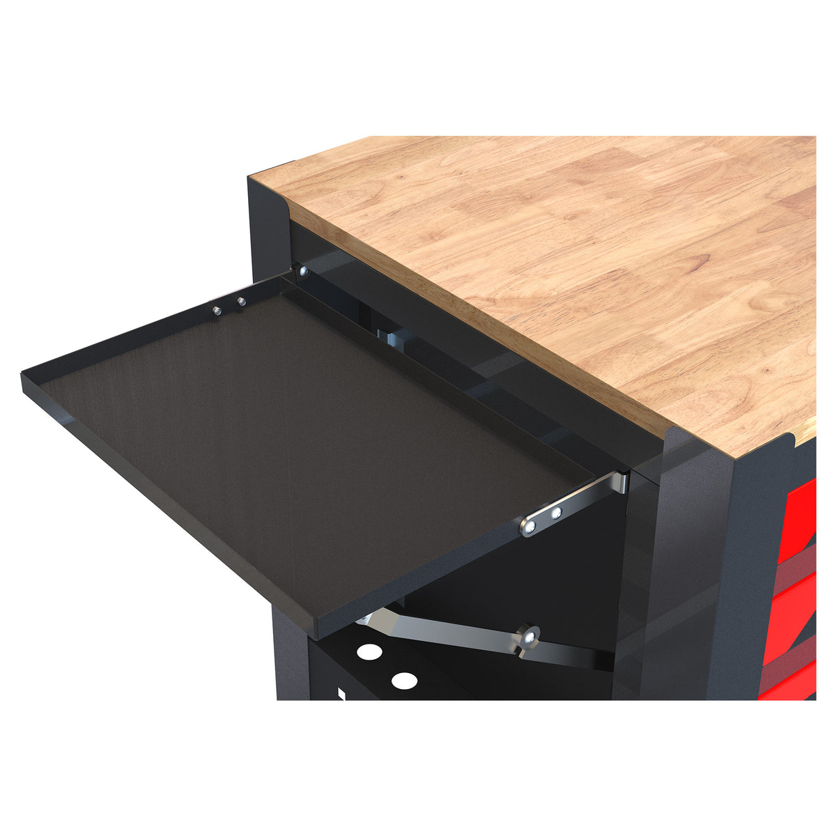 4 DRAWERS MULTIFUNCTIONAL TOOL CART WITH WHEELS AND WOODEN TOP - Image 2
