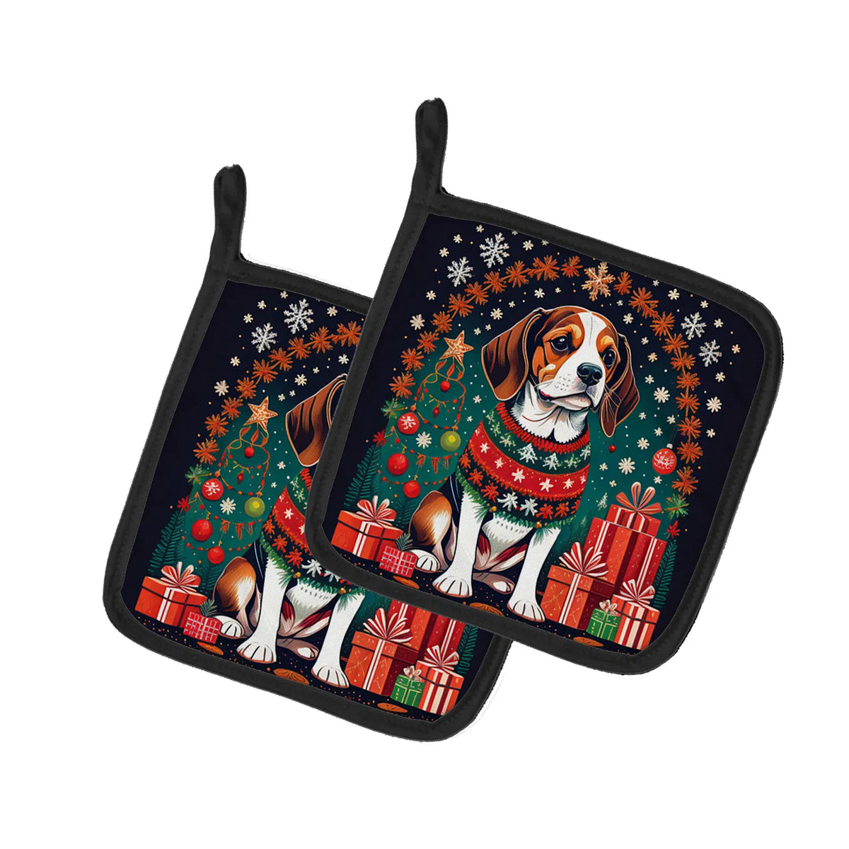 Beagle Christmas Pair of Pot Holders Kitchen Heat Resistant Pot Holders Sets - Image 5