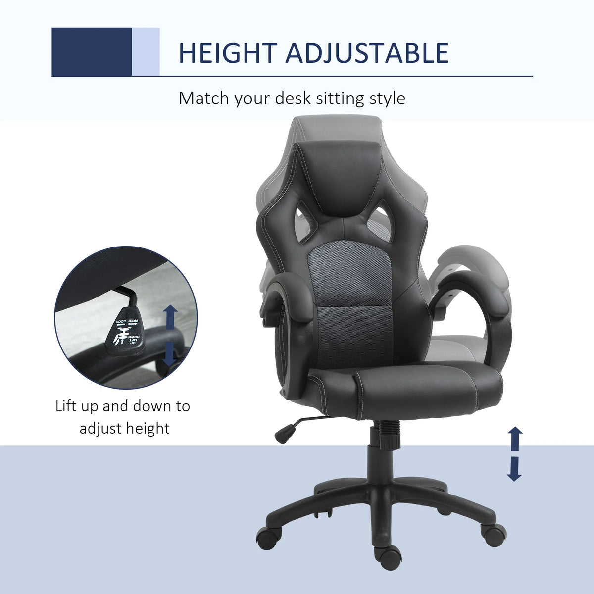 Racing Gaming Chair Office Chair Computer Desk Gamer Chair with Swivel Wheels - Image 2