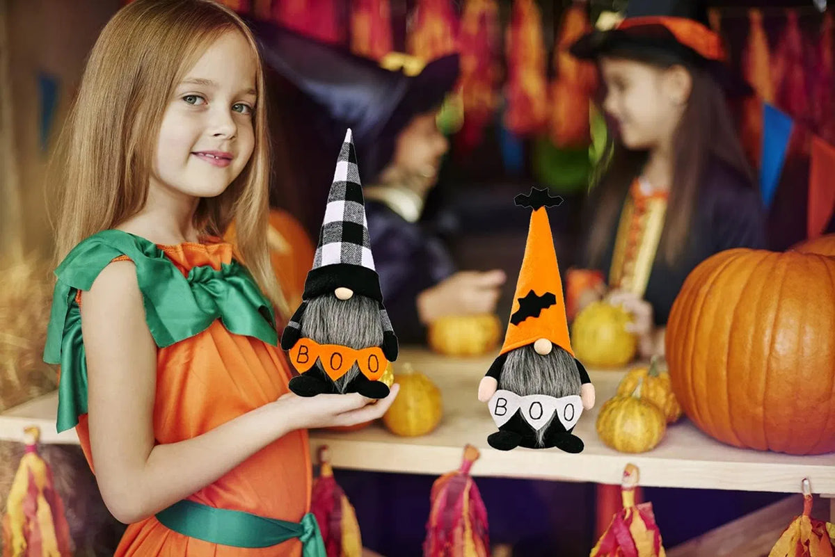2 Pack Halloween Gnomes Plush Decor Handmade Witch Swedish Tomte Gnome Nisse - Image 4