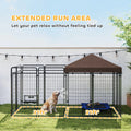 Dog Kennel Outdoor with Waterproof Canopy Dog Run with Galvanized Chain Link