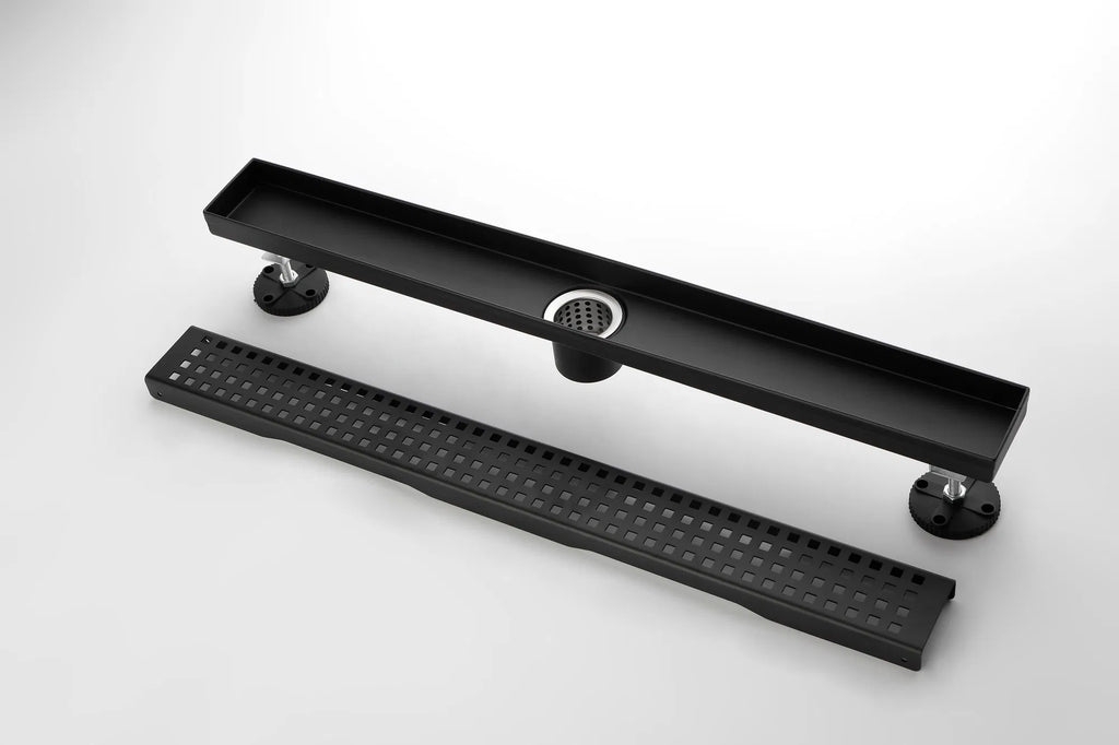 28 Inch Linear Shower Drain with Removable Square Patterned Grate 304 - Image 4