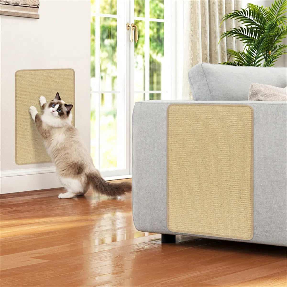 24 x 16 Inch Natural 6 Piece Cat Scratching Mats Sisal Material Anti Slip - Image 3