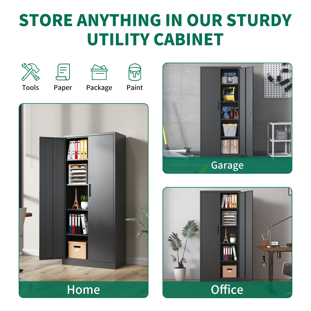 72 H Metal Garage Storage Cabinet - Image 3