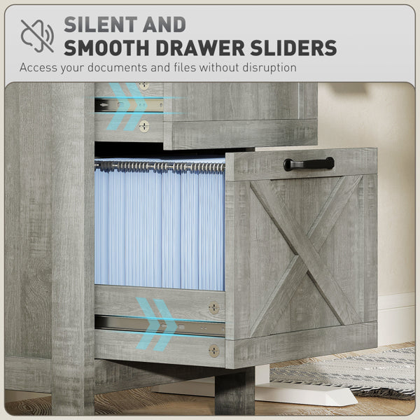 Distressed Light Gray Mobile File Cabinet