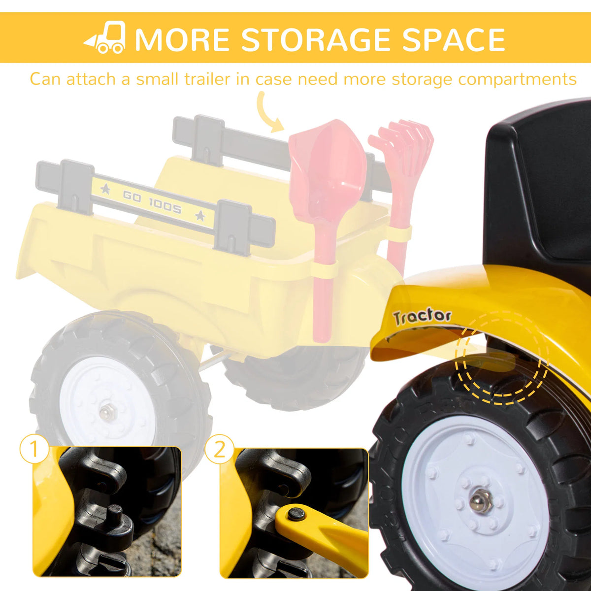 Ride on Tractor for Kids Pedal Construction Car with Manual Control Bucket for - Image 2