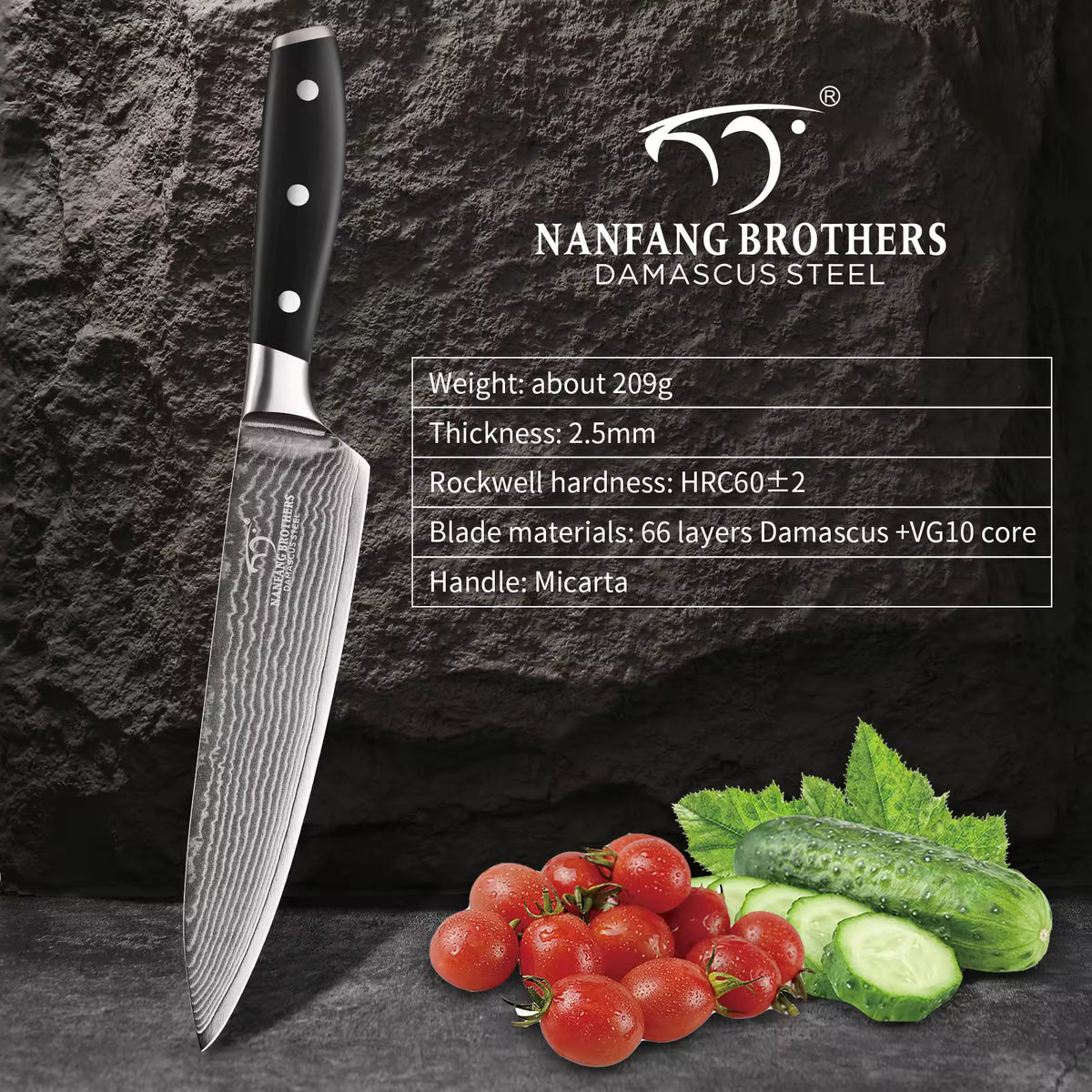 In Stock 8 inch Premium Damascus Steel 67 layer Kitchen Chef Sashimi Knife With