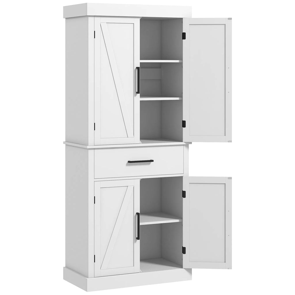 72" Kitchen Storage Cabinet Farmhouse Kitchen Pantry Cabinet with 4 Barn - Image 4
