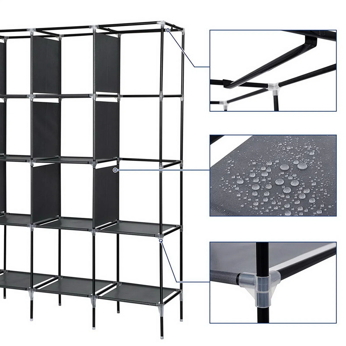 67" clothes closet portable wardrobe product angle 9