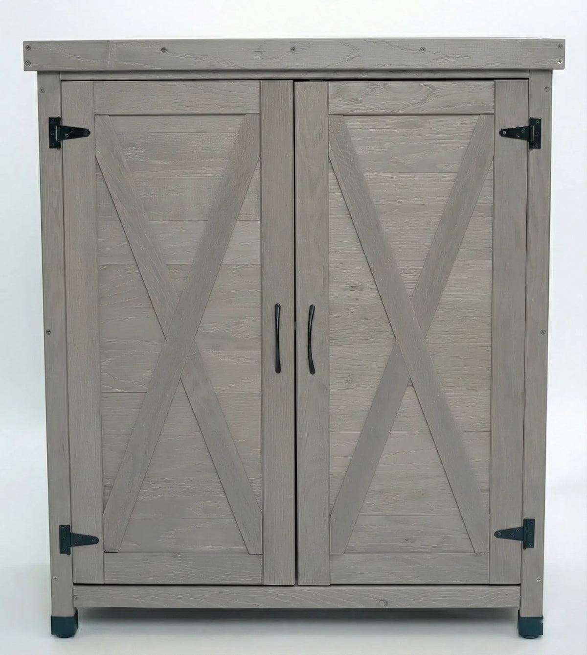 Potting Bench with Storage Cabinet and Metal Table Top for Outdoor - Image 4