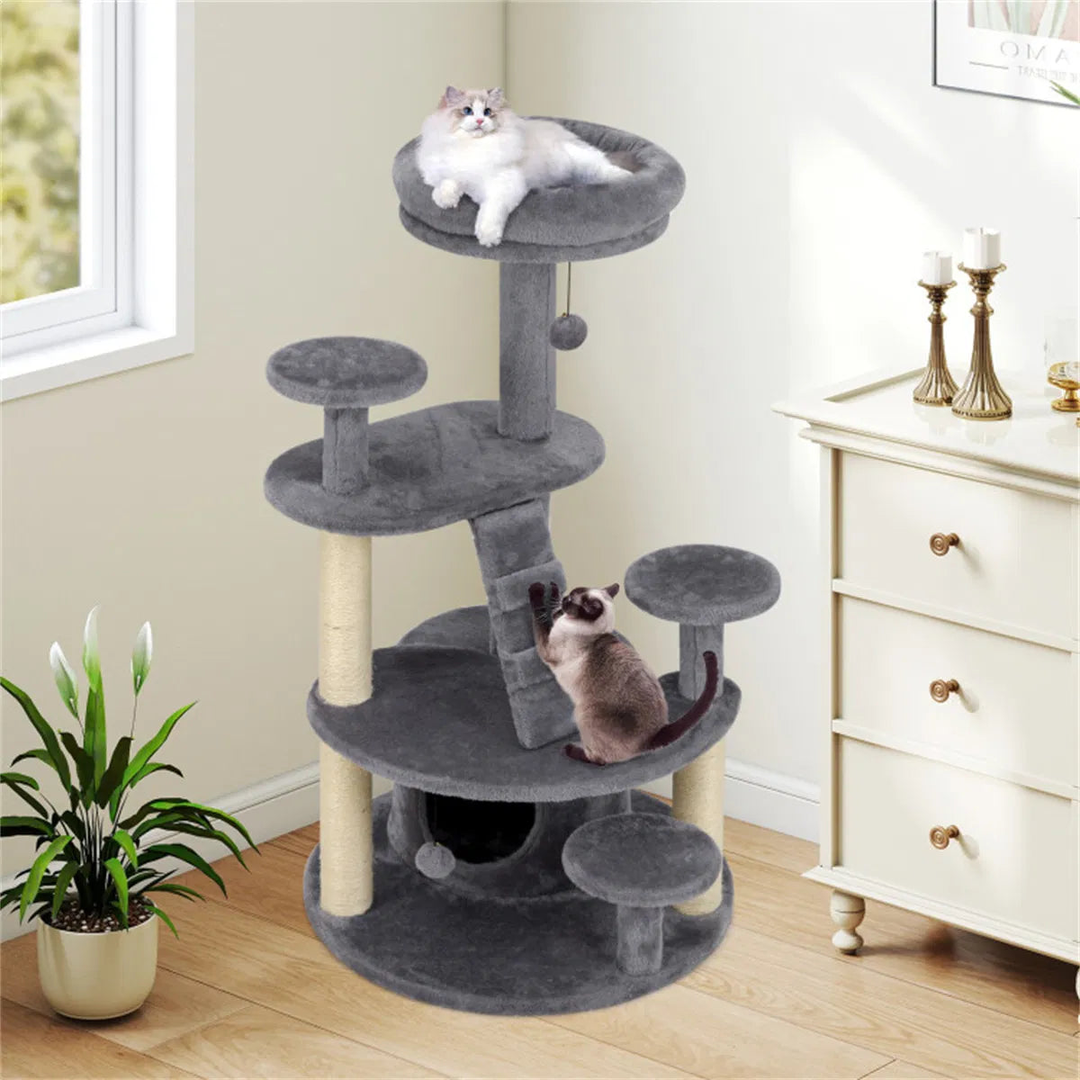 40" Multi Level Cat Tree for Munchkin & Old Cats Stable Wide Base Soft - Image 3