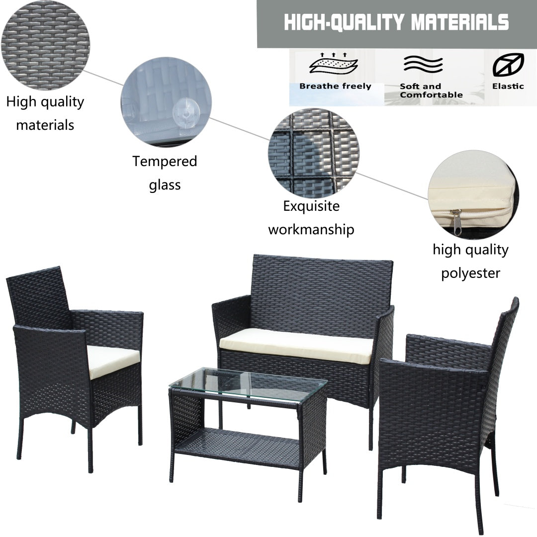 4-Piece Rattan-Style Patio Furniture Set
