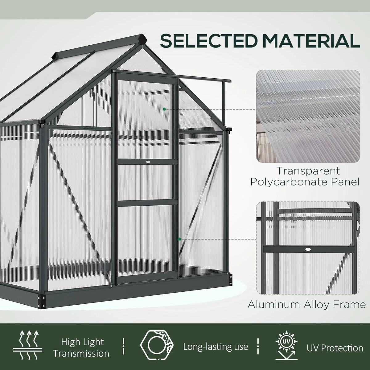 Greenhouse Garden Green House Outdoor Greenhouse Kit PC Board with Sliding - Image 4