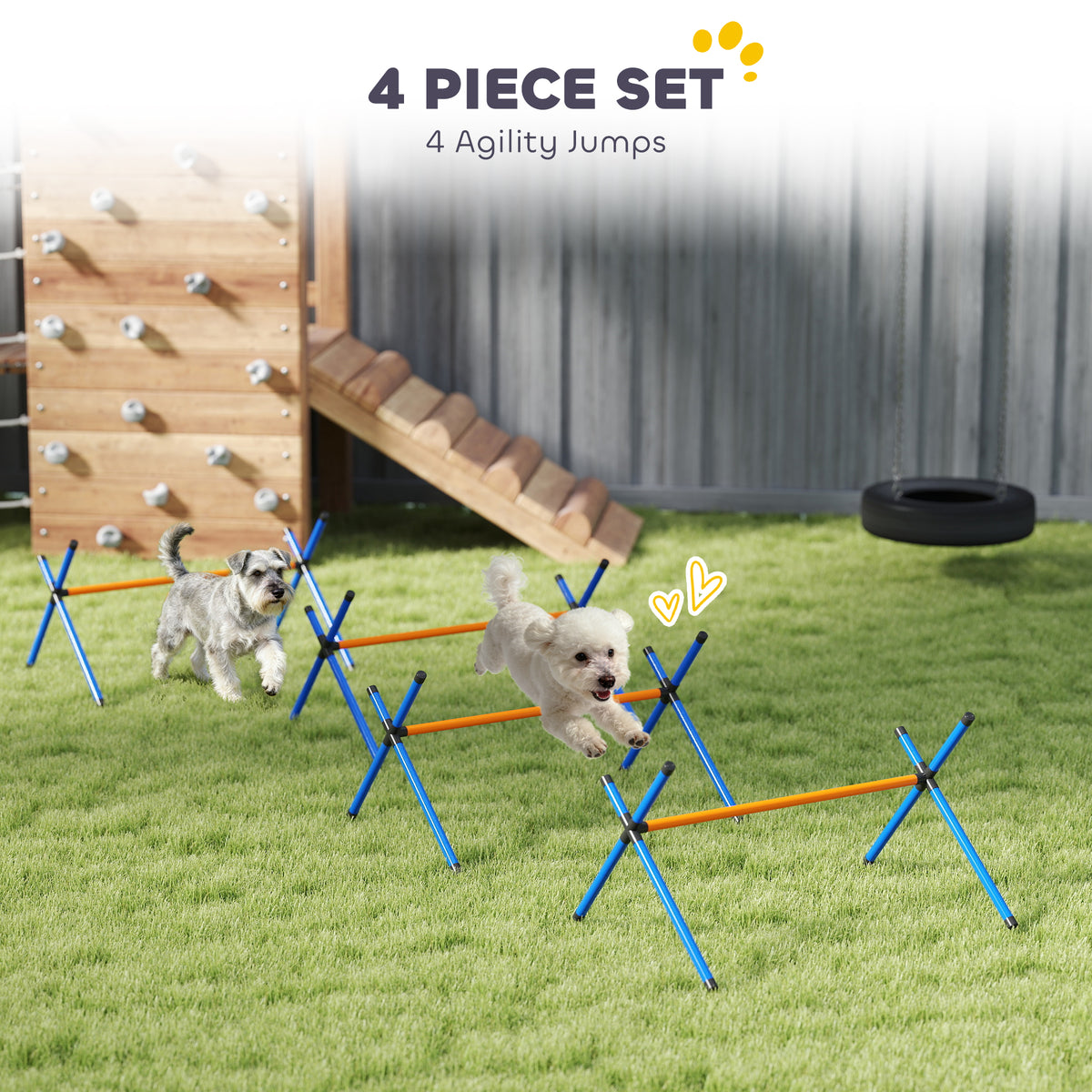4 Pieces Dog Agility Equipment Dog Agility Course Backyard Set with Adjustable