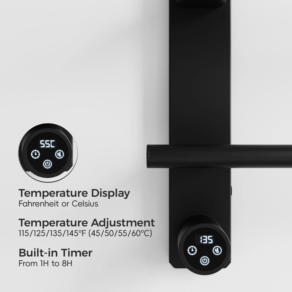 Towel Rack 20 24 Inches - Angle and Detail View