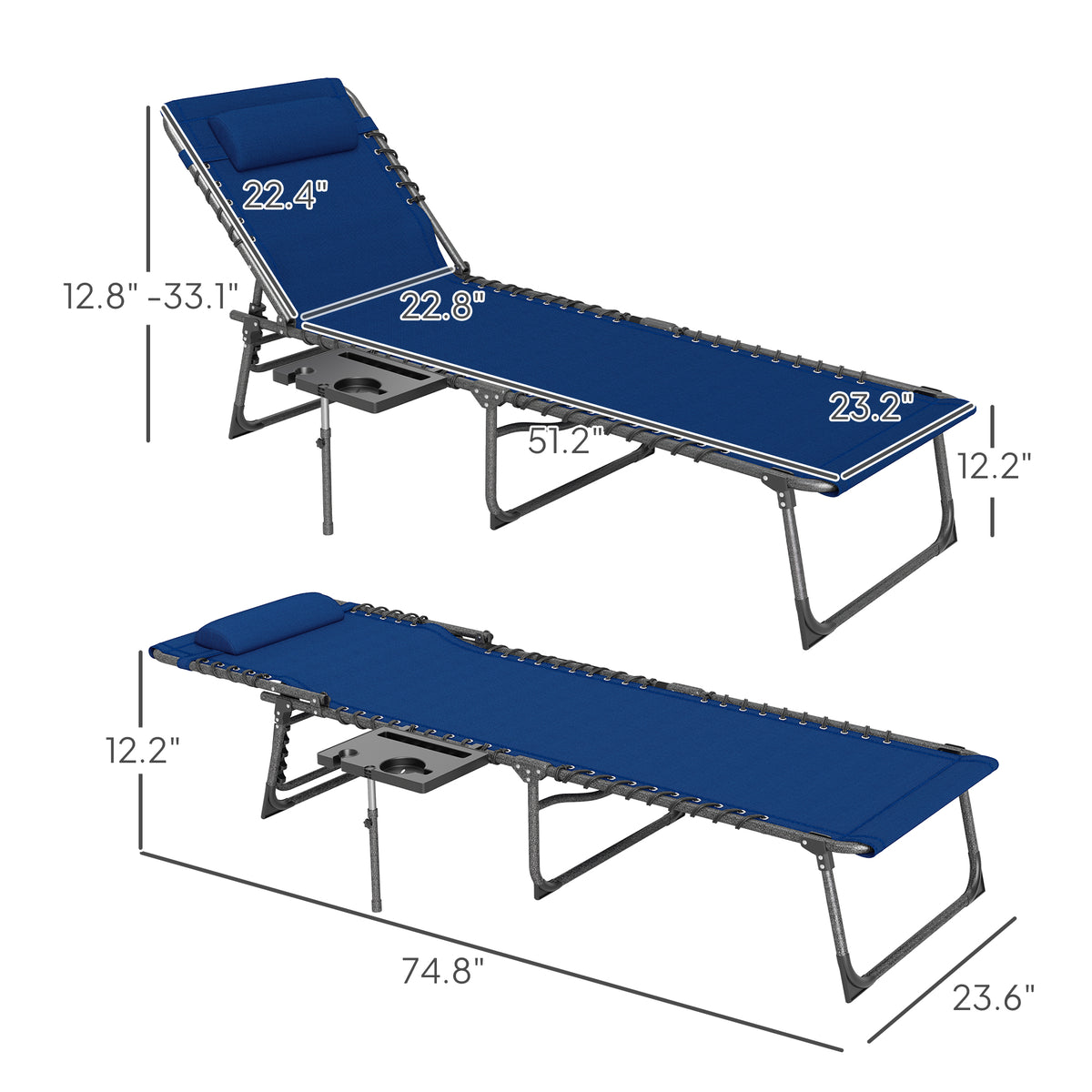 Folding Outdoor Chaise Lounge Chair - Dark Blue