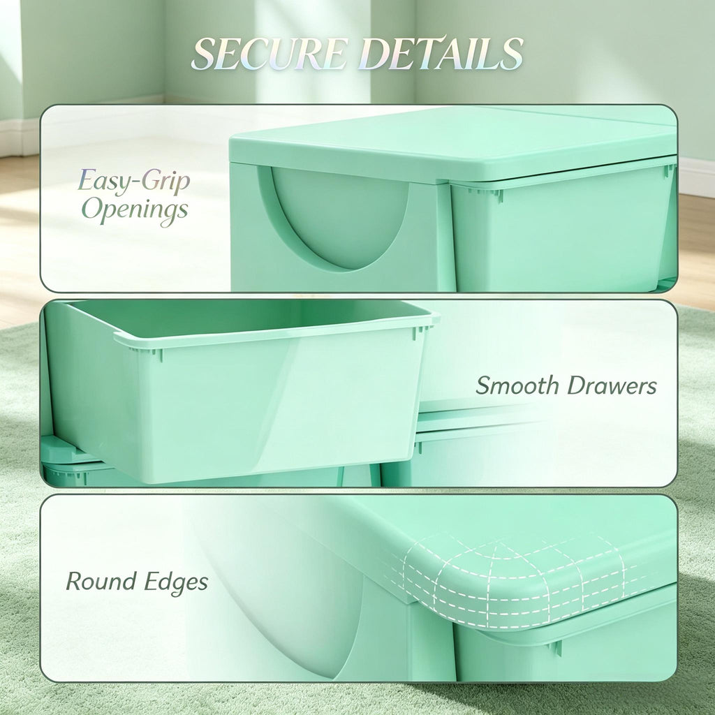 6-Drawer Storage Organizer Rounded Edges and Front Hand Opening Detail