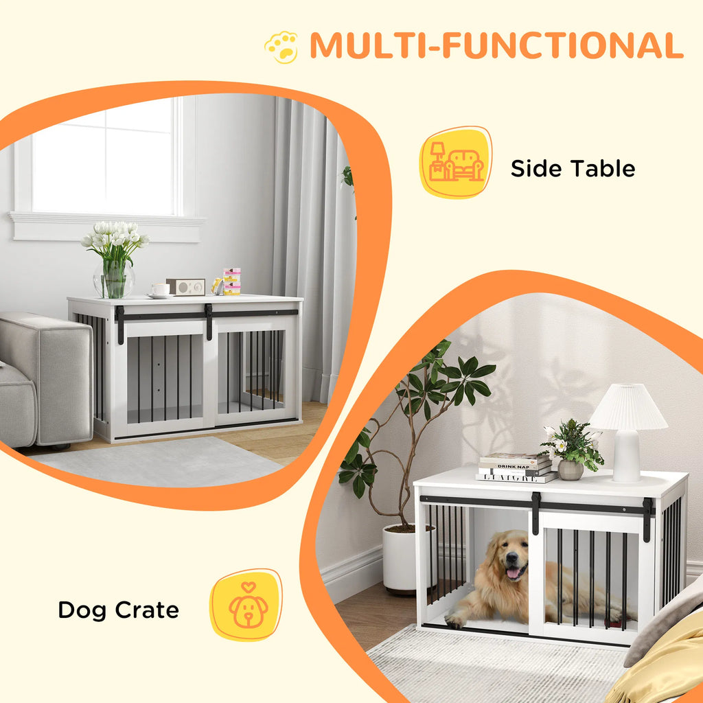 39" Dog Crate Furniture Dog Crate End Side Table for Large Dogs White - Image 5