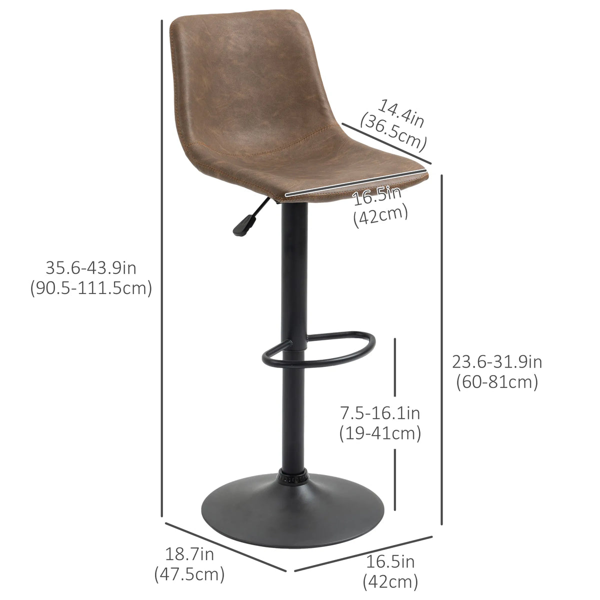 Adjustable Counter Height Bar Stools Set of 2 360° Swivel Kitchen Counter - Image 3